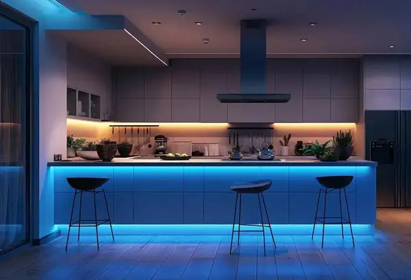 LED strip lighting installation Kansas City - RGB color-changing strips